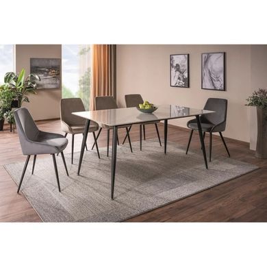 Masă de dining IVY GRI cu NEGRU MAT (CERAMICĂ/METAL) 140&times;80 cm