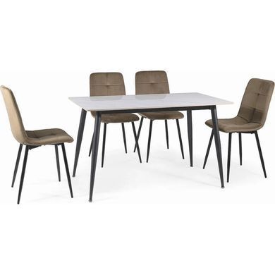 Masă de dining IVY GRI cu NEGRU MAT (CERAMICĂ/METAL) 140&times;80 cm