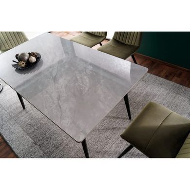 Masă de dining IVY GRI cu NEGRU MAT (CERAMICĂ/METAL) 140&times;80 cm