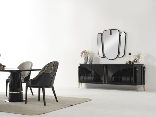 Set de living GENOVA (Masă, 6 scaune, comodă și oglinda)