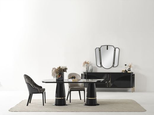 Set de living GENOVA (Masă, 6 scaune, comodă și oglinda)