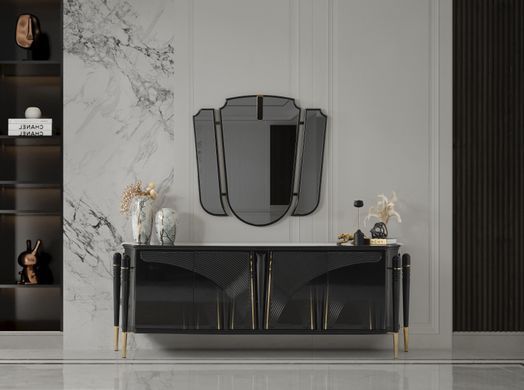 Set de living GENOVA (Masă, 6 scaune, comodă și oglinda)