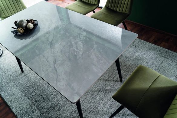 Masă de dining IVY GRI cu NEGRU MAT (CERAMICĂ/METAL) 140&times;80 cm