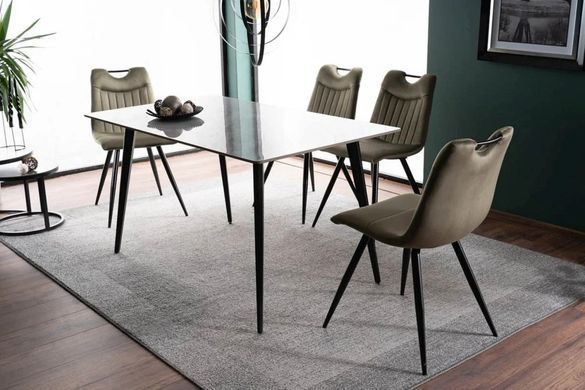 Masă de dining IVY GRI cu NEGRU MAT (CERAMICĂ/METAL) 140&times;80 cm