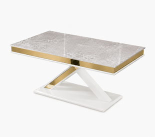 Masă de dining MILANO MILK+MARBLE TOP+GOLD 180/220/260*95*77 cm
