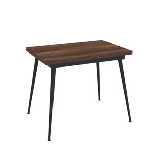 Masă de dining super-compactă extensibilă LILIS Soft 90/130 cm (Barok, Negru, picior metalic conic, Laminat Melaminat Barok)