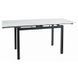 Masă de dining GD017 ALB EFECT MARMURĂ cu NEGRU MAT (MDF LAMINAT/METAL) 110(170)&times;74 cm