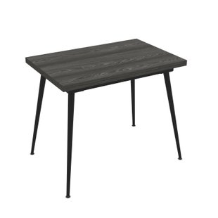 Masă de dining super-compactă extensibilă LILIS 90/130 cm (Lemn Lumiere, Negru, picior metalic conic, Laminat Melaminat Lumiere Wood)