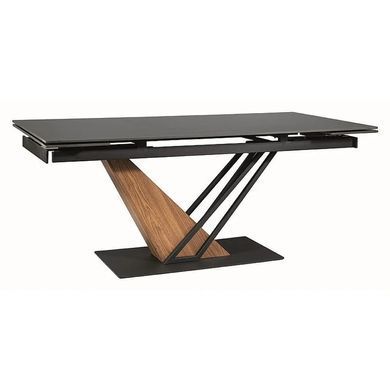 Masă de dining GENESIS NEGRU MAT cu FRASIN și NEGRU MAT (CERAMICĂ/MDF/METAL) 180(240)&times;90 cm