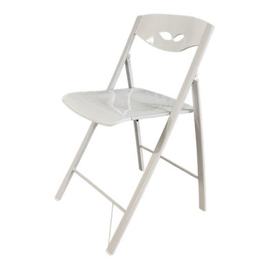Dining chair MARSALA WHITE 45*46,5*76 (folding chair, seat and backrest bended birch, colour white, white metal leg)(29554)