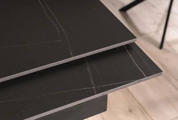 Masă de dining GENESIS NEGRU MAT cu FRASIN și NEGRU MAT (CERAMICĂ/MDF/METAL) 180(240)&times;90 cm
