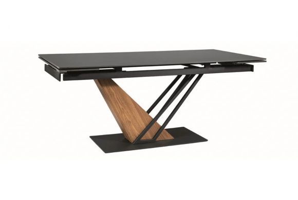 Masă de dining GENESIS NEGRU MAT cu FRASIN și NEGRU MAT (CERAMICĂ/MDF/METAL) 180(240)&times;90 cm
