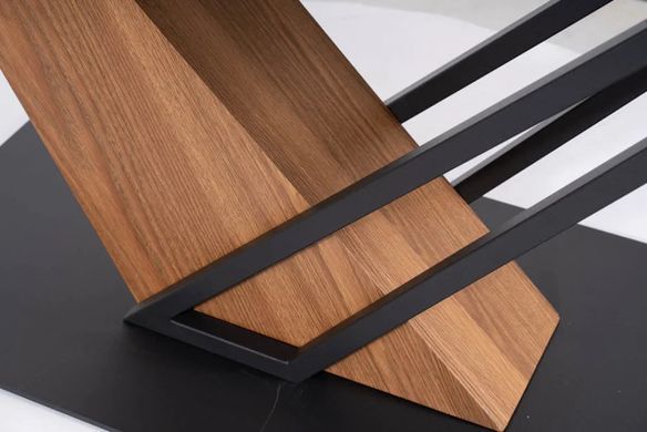 Masă de dining GENESIS NEGRU MAT cu FRASIN și NEGRU MAT (CERAMICĂ/MDF/METAL) 180(240)&times;90 cm