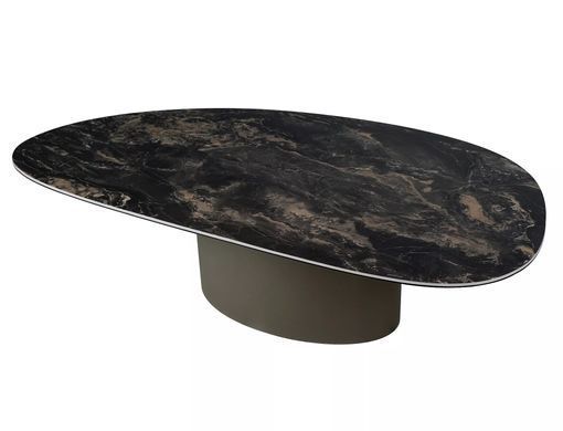 Măsuță de cafea BELLO A NEGRU VULCANO cu CUPRU (STICLĂ + CERAMICĂ/METAL) 140&times;80 cm
