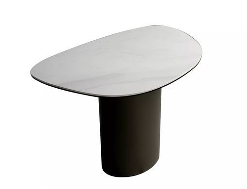 Măsuță de cafea BELLO B ALB NATURE CLOUD cu CUPRU (STICLĂ + CERAMICĂ/METAL) 75&times;50 cm