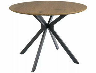 Masă de dining ASTER STEJAR cu NEGRU MAT (MDF/METAL) 100&times;76 cm
