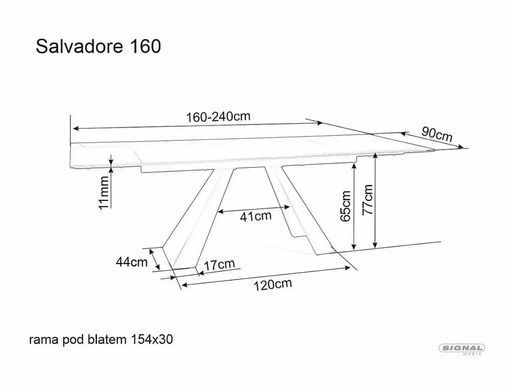 Masă de dining extensibilă SALVADORE, blat din ceramică Onice Oro, bej lucios, cadru metalic negru mat 77&times;90&times;160 (240) cm