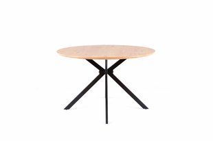 Masă de dining ASTER STEJAR cu NEGRU MAT (MDF/FURNIR/METAL) 120&times;76 cm