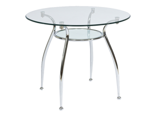 Masă de dining FINEZJA A TRANSPARENT cu CROM (STICLĂ SECURIZATĂ/METAL CROMAT) 90&times;77 cm