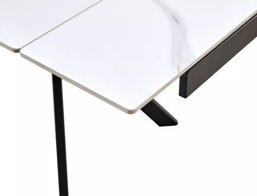 Masă de dining IMPERIA ALB MAT cu NEGRU MAT (CERAMICĂ/METAL) 160(220)&times;90 cm