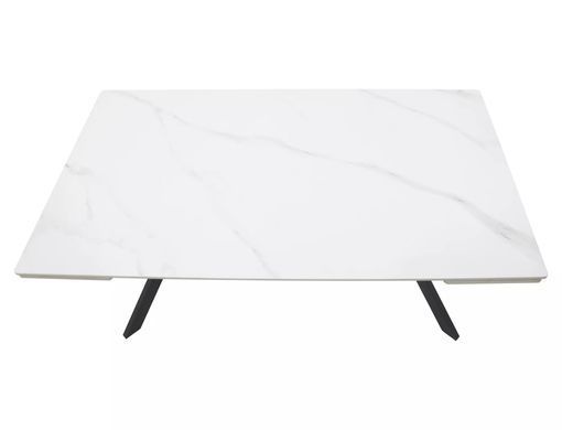 Masă de dining IMPERIA ALB MAT cu NEGRU MAT (CERAMICĂ/METAL) 160(220)&times;90 cm