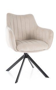Scaun de dining AZALIA BEJ DESCHIS (BLACK FRAME/LIGHT BEIGE BLUVEL 30) 44*61*86 cm