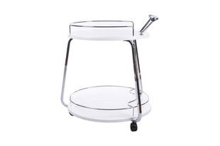 Tea trolley FLORENCE WHITE GLOSSY MDF 50*60*80 (tea trolley, table-top MDF colour white, chrome metal leg)(29556)