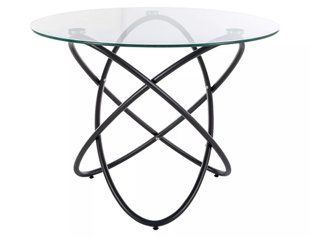 Masă de dining ORBIT TRANSPARENT cu NEGRU (STICLĂ/METAL) 100&times;75 cm