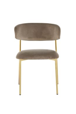 Dining chair EVA CAPUCCINO/GOLD 54*58*80 (dining chair, back and seat made of cappuccino velvet, golden metal legs).(29857)