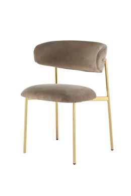 Dining chair EVA CAPUCCINO/GOLD 54*58*80 (dining chair, back and seat made of cappuccino velvet, golden metal legs).(29857)