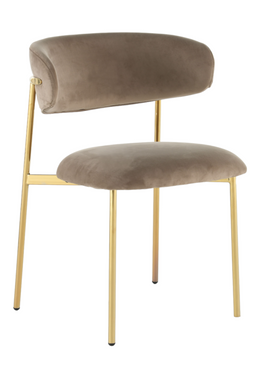 Dining chair EVA CAPUCCINO/GOLD 54*58*80 (dining chair, back and seat made of cappuccino velvet, golden metal legs).(29857)