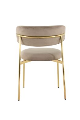 Dining chair EVA CAPUCCINO/GOLD 54*58*80 (dining chair, back and seat made of cappuccino velvet, golden metal legs).(29857)