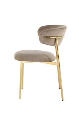 Dining chair EVA CAPUCCINO/GOLD 54*58*80 (dining chair, back and seat made of cappuccino velvet, golden metal legs).(29857)