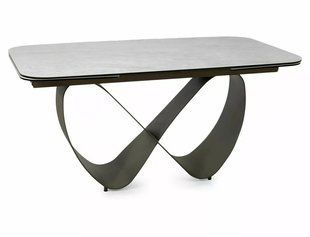 Masă de dining INFINITY CERAMIC BEJ cu CUPRU (STICLĂ SECURIZATĂ/CERAMICĂ/METAL) 160(240)&times;95 cm