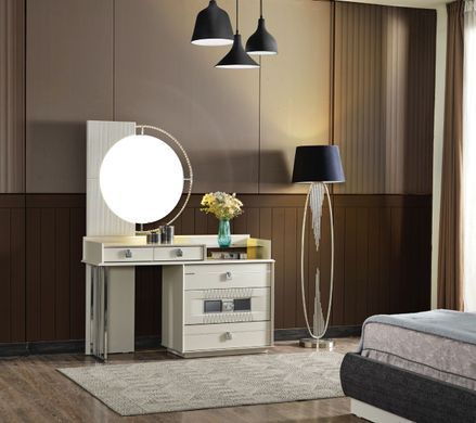 Set de dormitor MARSİLYA (Pat 180, dulap cu 6 uși, 2 noptiere, masă de toaletă și oglindă)