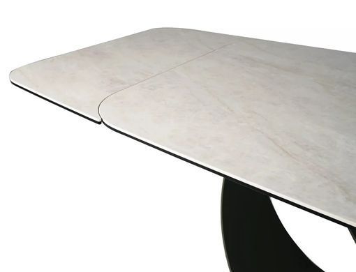 Masă de dining INFINITY CERAMIC BEJ cu CUPRU (STICLĂ SECURIZATĂ/CERAMICĂ/METAL) 160(240)&times;95 cm
