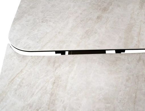 Masă de dining INFINITY CERAMIC BEJ cu CUPRU (STICLĂ SECURIZATĂ/CERAMICĂ/METAL) 160(240)&times;95 cm