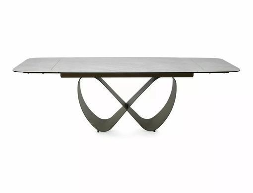 Masă de dining INFINITY CERAMIC BEJ cu CUPRU (STICLĂ SECURIZATĂ/CERAMICĂ/METAL) 160(240)&times;95 cm