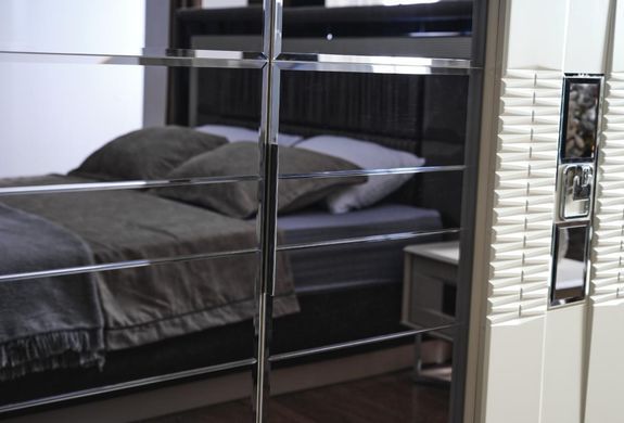 Set de dormitor MARSİLYA (Pat 180, dulap cu 6 uși, 2 noptiere, masă de toaletă și oglindă)