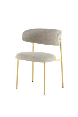 Scaun de dining EVA BEIGE/GOLD 54*58*80 (scaun de dining, spătar și șezut din buclă de culoare capuccino bej, picioare metalice aurii).(29856)