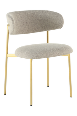 Dining chair EVA BEIGE/GOLD 54*58*80 (dining chair, back and seat made of beige cappuccino boucle, golden metal legs).(29856)