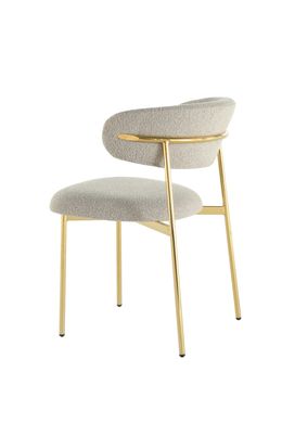 Dining chair EVA BEIGE/GOLD 54*58*80 (dining chair, back and seat made of beige cappuccino boucle, golden metal legs).(29856)