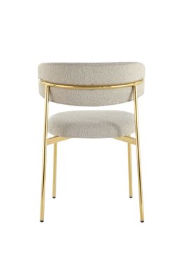 Scaun de dining EVA BEIGE/GOLD 54*58*80 (scaun de dining, spătar și șezut din buclă de culoare capuccino bej, picioare metalice aurii).(29856)