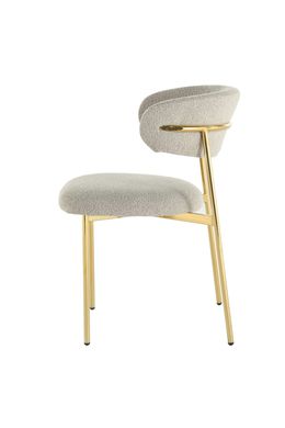 Scaun de dining EVA BEIGE/GOLD 54*58*80 (scaun de dining, spătar și șezut din buclă de culoare capuccino bej, picioare metalice aurii).(29856)