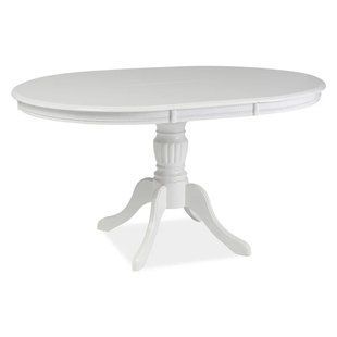Masă de dining OLIVIA ALB (MDF/LEMN) 106(141)&times;106 cm