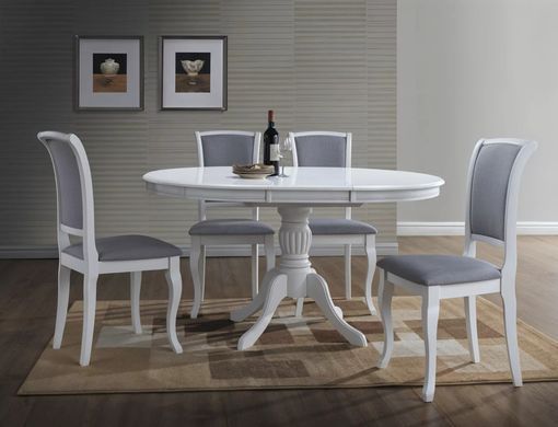 Masă de dining OLIVIA ALB (MDF/LEMN) 106(141)&times;106 cm