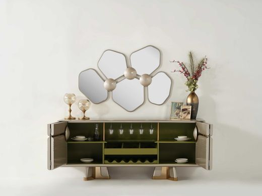 Set de living ZURICH(Masă, 6 scaune, comodă și oglinda)