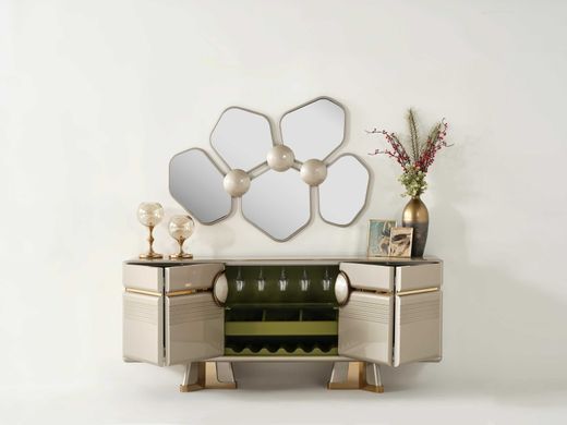 Set de living ZURICH(Masă, 6 scaune, comodă și oglinda)