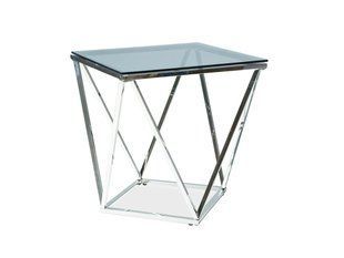 Măsuță de cafea SILVER B STICLĂ FUMURIE cu CROM (STICLĂ SECURIZATĂ/METAL) 50&times;50 cm