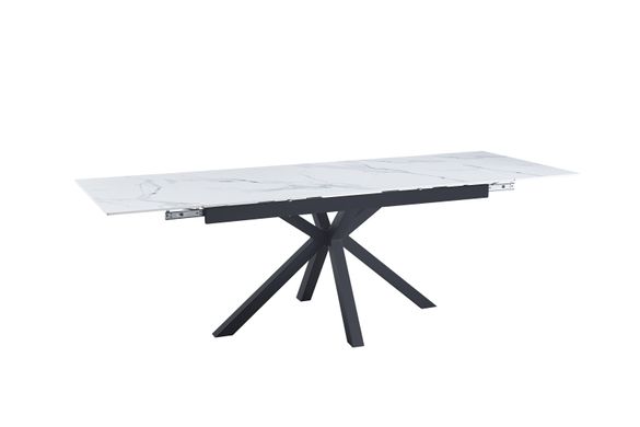 ining table MILO WHITE MARBLE GLOSSY 160/240*90*75 (folding table with a mechanism, white marble tabletop, black matte metal leg)